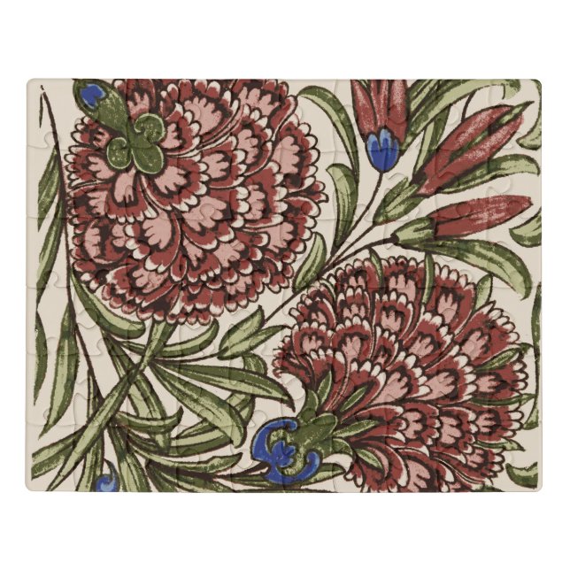 Carnation Flower Tile Antique Rustic Art Jigsaw Puzzle (Puzzle Horizontal)