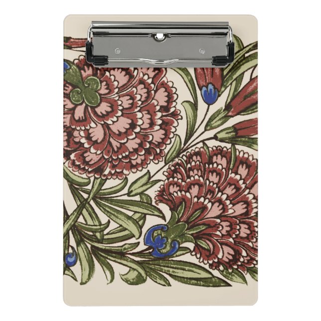 Carnation Flower Tile Antique Rustic Art Mini Clipboard (Front)