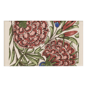 Carnation Flower Tile Antique Rustic Art Name Tag