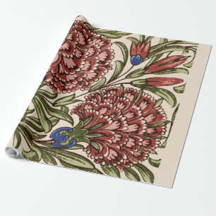 Carnation Flower Tile Antique Rustic Art Wrapping Paper