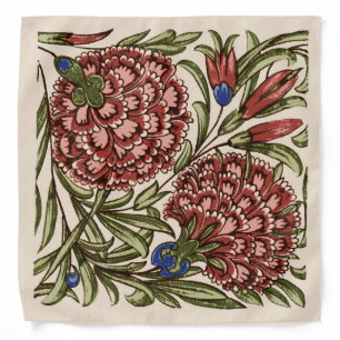 Carnation Flower Tile Antique Rustic De Morgan Art Bandana
