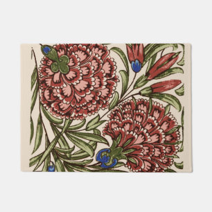 Carnation Flower Tile Antique Rustic De Morgan Art Doormat