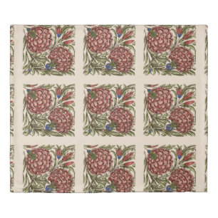 Carnation Flower Tile Antique Rustic De Morgan Art Duvet Cover