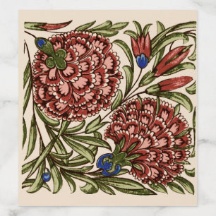 Carnation Flower Tile Antique Rustic De Morgan Art Envelope Liner