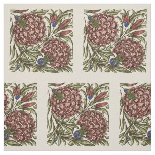 Carnation Flower Tile Antique Rustic De Morgan Art Fabric