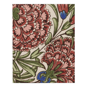Carnation Flower Tile Antique Rustic De Morgan Art Faux Canvas Print