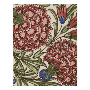 Carnation Flower Tile Antique Rustic De Morgan Art Faux Canvas Print
