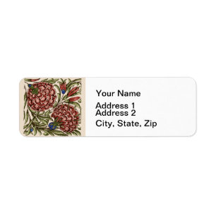 Carnation Flower Tile Antique Rustic De Morgan Art Label
