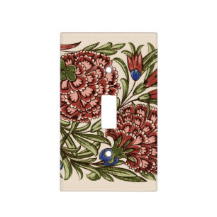 Carnation Flower Tile Antique Rustic De Morgan Art Light Switch Cover