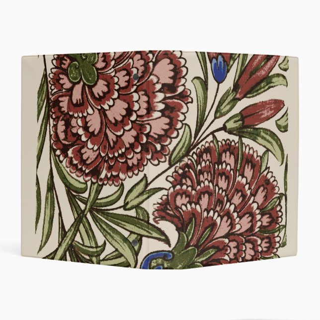 Carnation Flower Tile Antique Rustic De Morgan Art Mini Binder (Background)
