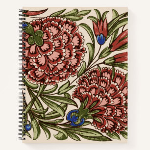 Carnation Flower Tile Antique Rustic De Morgan Art Notebook