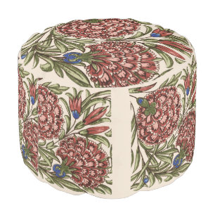 Carnation Flower Tile Antique Rustic De Morgan Art Pouf
