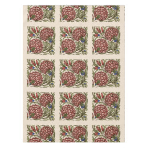 Carnation Flower Tile Antique Rustic De Morgan Art Tablecloth