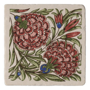 Carnation Flower Tile Antique Rustic De Morgan Art Trivet