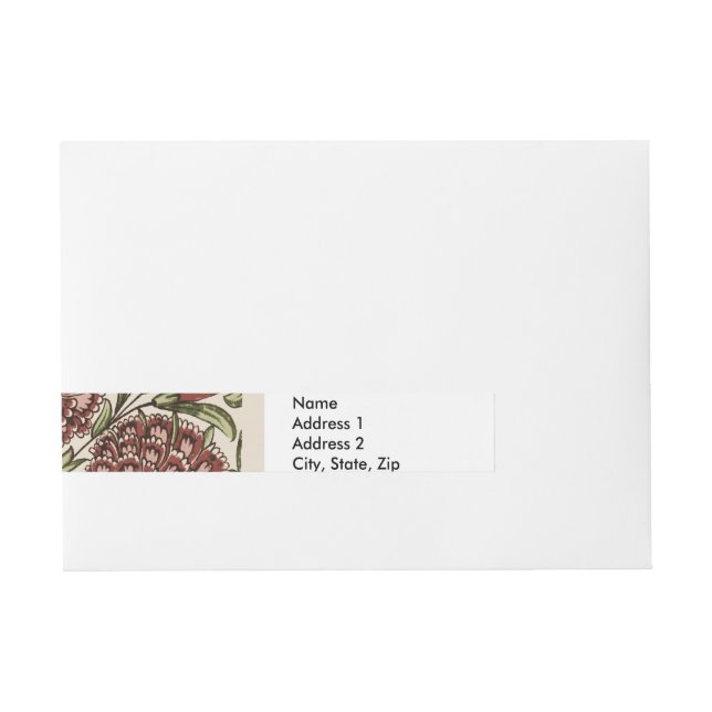Carnation Flower Tile Antique Rustic De Morgan Art Wrap Around Address Label (Front)