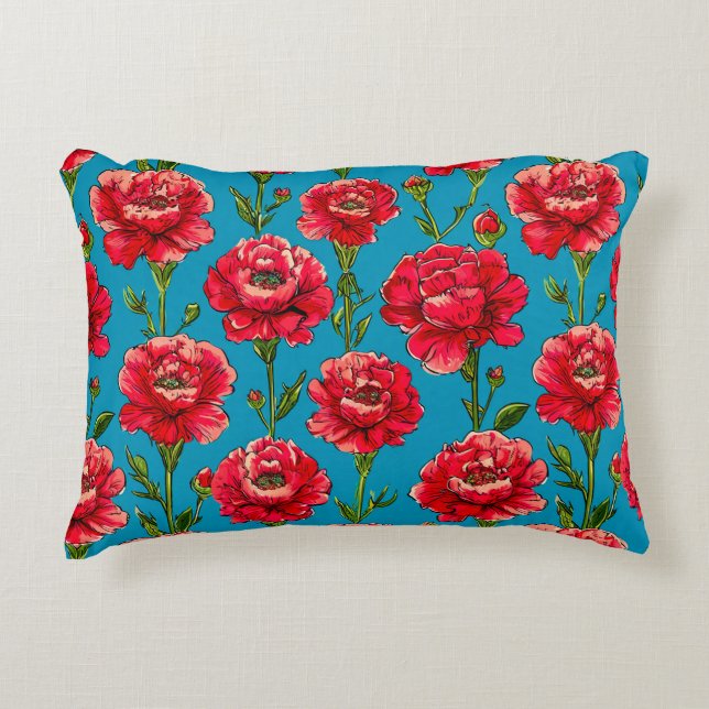 Carnation Flowers Accent Pillow (Front)