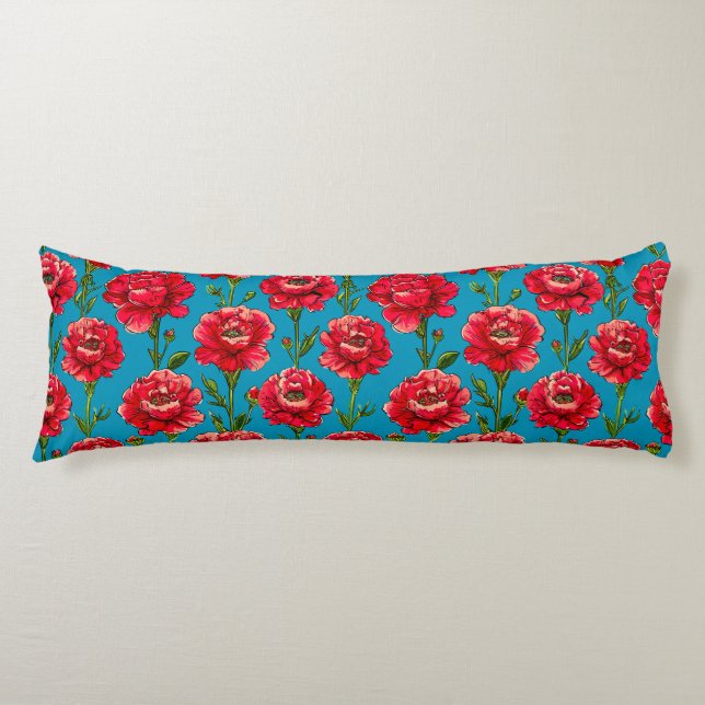 Carnation Flowers Body Pillow (Front)