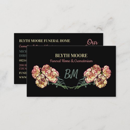 Carnation Flowers Funeral Home Directors Business Card