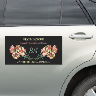 Carnation Flowers, Funeral Home, Directors Car Magnet