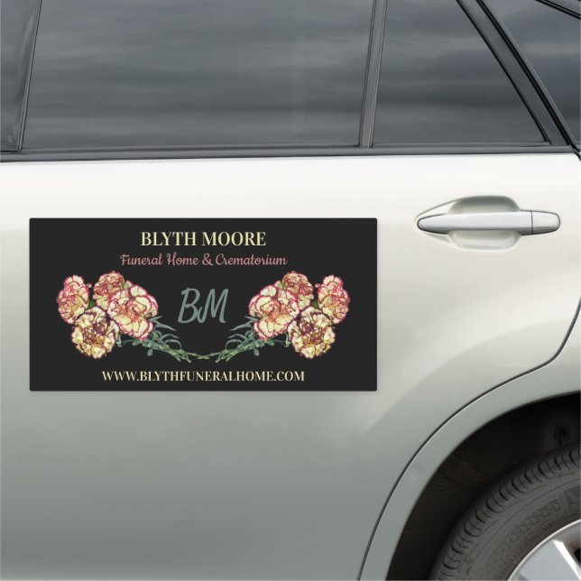 Carnation Flowers, Funeral Home, Directors Car Magnet (In Situ)