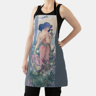 Carnation (Four Flowers), Alphonse Mucha Apron