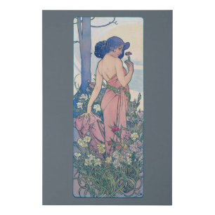 Carnation (Four Flowers), Alphonse Mucha Faux Canvas Print
