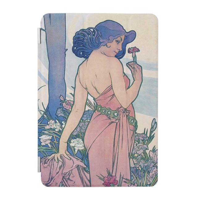 Carnation (Four Flowers), Alphonse Mucha iPad Mini Cover (Front)