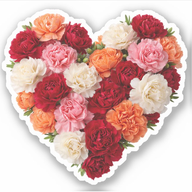 Carnation Heart January Birth Flower Sticker (Front)