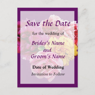Carnation Heart Mixed Colors Save the Date Announcement Postcard