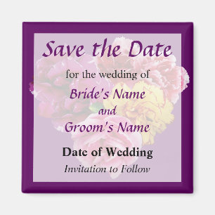Carnation Heart Mixed Colors Save the Date Magnet