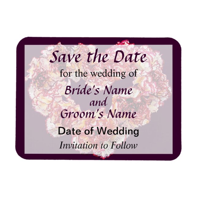 Carnation Heart Save the Date Magnet (Horizontal)