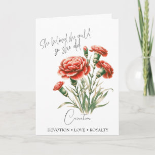 Carnation January Birth Flower Birthday Card