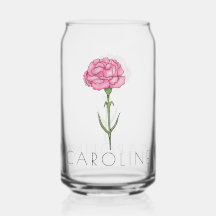 Carnation January Birth Flower Custom Name