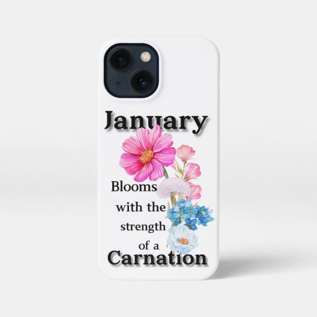 Carnation January Birth Flower Watercolor Art Case (Back)