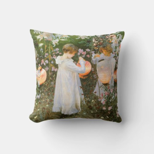 Carnation Lily Lily Rose By John Singer Sargent Throw Pillow