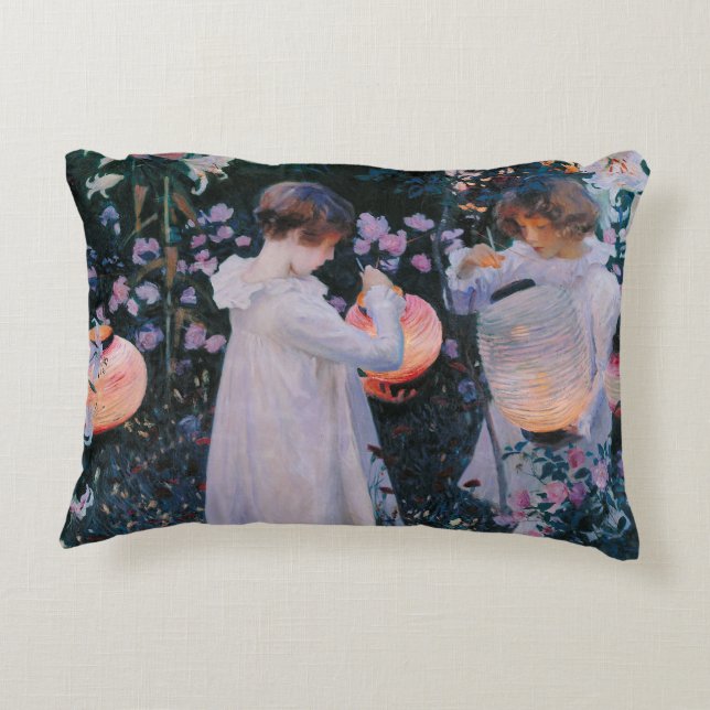 Carnation Lily Lily Rose John Singer Sargent Art Accent Pillow (Back)