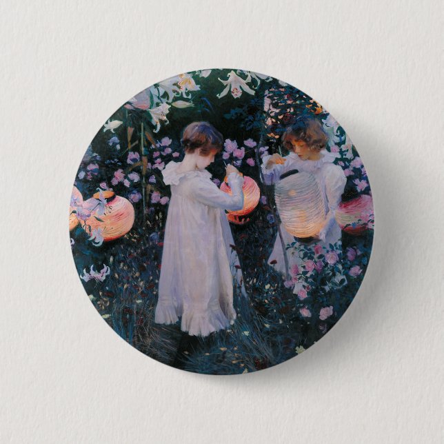 Carnation Lily Lily Rose John Singer Sargent Art Button (Front)