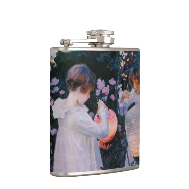 Carnation Lily Lily Rose John Singer Sargent Art Hip Flask (Right)