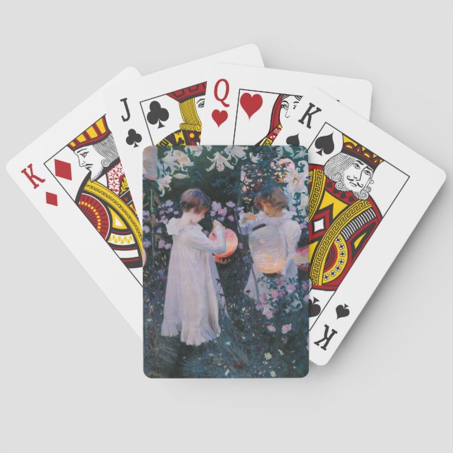 Carnation Lily Lily Rose John Singer Sargent Art Poker Cards (Back)