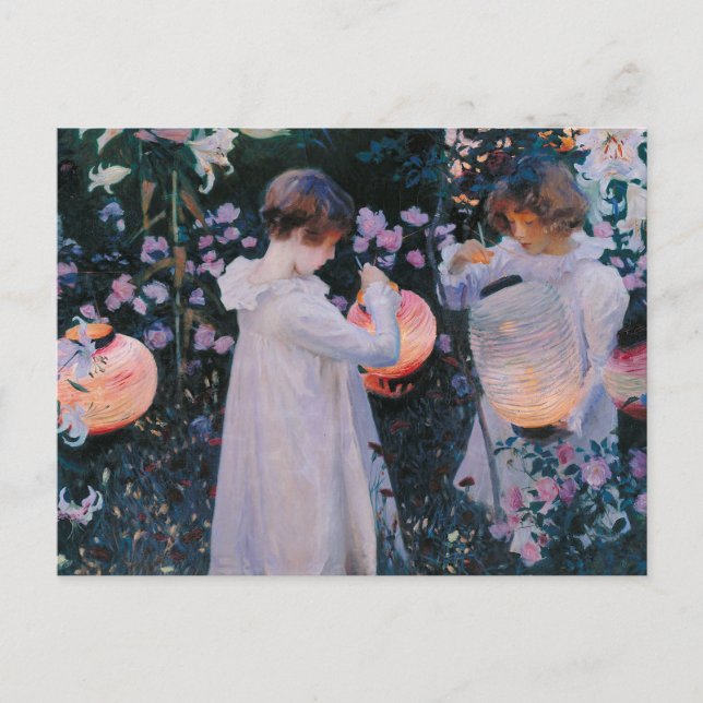 Carnation Lily Lily Rose John Singer Sargent Art Postcard (Front)