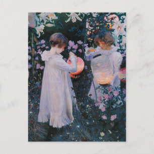 Carnation Lily Lily Rose John Singer Sargent Art Postcard