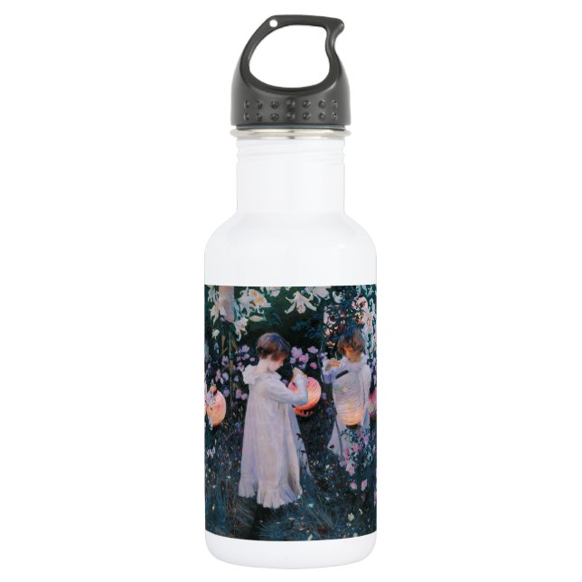 Carnation Lily Lily Rose John Singer Sargent Art Stainless Steel Water Bottle (Front)