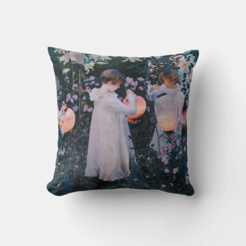 Carnation Lily Lily Rose John Singer Sargent Art Throw Pillow