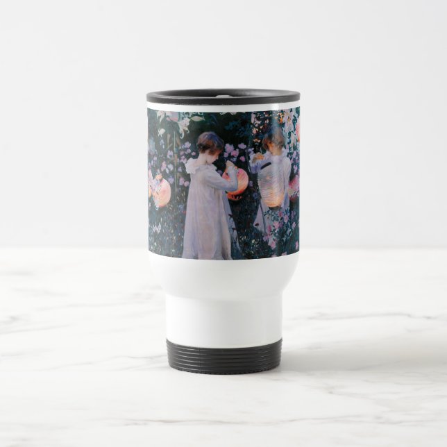 Carnation Lily Lily Rose John Singer Sargent Art Travel Mug (Center)