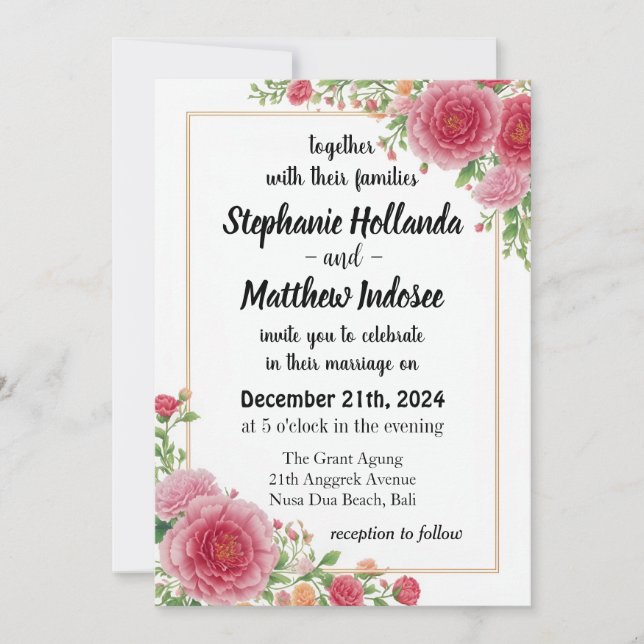 Carnation Meaning - Symbols of Love - Wedding Invitation (Front)