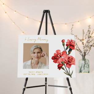 Carnation Memorial Photo Funeral Foam Board