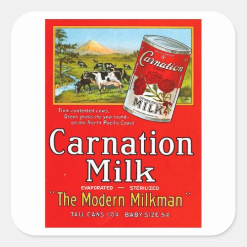 Carnation Milk _ Vintage Milk Ad Square Sticker