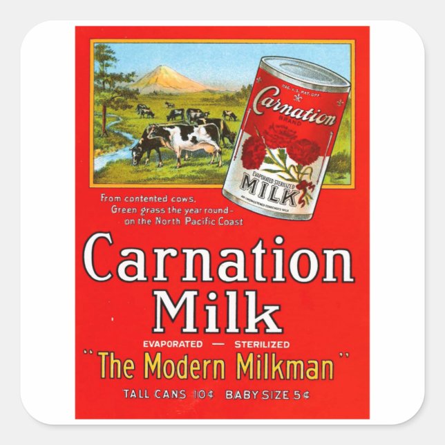 Carnation Milk - Vintage Milk Ad Square Sticker (Front)