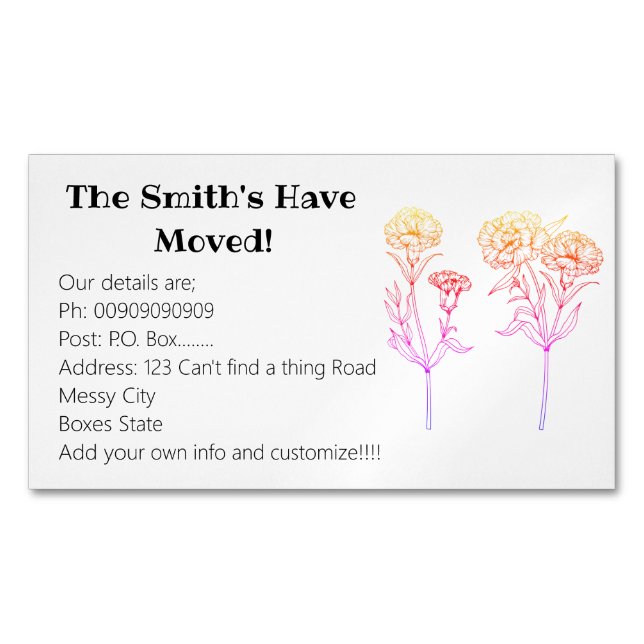 Carnation New Details Business Card Magnet (Front)