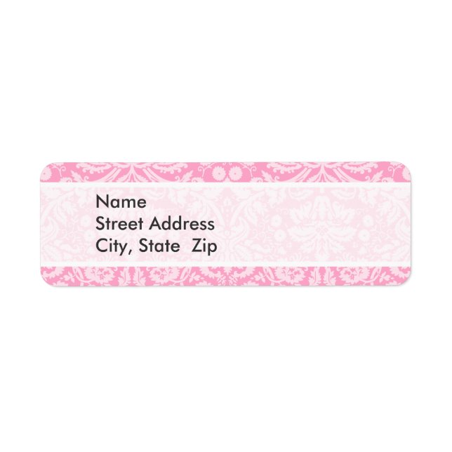 Carnation Pink Damask Pattern Label (Front)